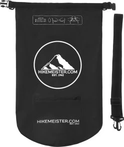Hikemeister 5 Litre - Sac étanche - Sac De Séchage Outdoor - Dry Bag - Sac Polochon - Avec Poche Frontale étanche Et Logo Réfléchissant Noir Avec Sangles De Sangle Noir -Magasin D'Équipement De Plein Air 1012x1200