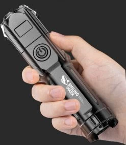 Lampe De Poche Militaire - Lampe De Poche LED - Zoomable - Rechargeable Par USB - Résistant Aux éclaboussures - Support De Vélo Inclus - 13x3cm -Magasin D'Équipement De Plein Air 1041x1200