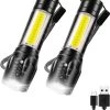 Lampe De Poche Qtronic LED Rechargeable Avec Fonction Zoom - Pack De 2 - Lampe De Poche Militaire - Étanche - Rechargeable Par USB (chargeur Et Piles Inclus). -Magasin D'Équipement De Plein Air 1055x1200 1
