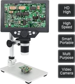 DrPhone DGM1 - Microscope Numérique - Grossissement 50X à 1000X - Écran LCD 4,3 Pouces - Lumière LED Réglable - Zwart / Argent -Magasin D'Équipement De Plein Air 1079x1200