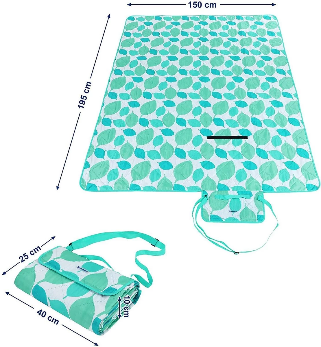 SONGMICS Couverture De Pique-nique D'extérieur Lavable, Se Replie Dans Un Sac Avec Bandoulière, Couverture De Camping Légère, Idéale Pour Les Voyages, Isolation Thermique, 195 X 150 Cm GCM80JW 10 SONGMICS Couverture De Pique-nique D'extérieur Lavable, Se Replie Dans Un Sac Avec Bandoulière, Couverture De Camping Légère, Idéale Pour Les Voyages, Isolation Thermique, 195 X 150 Cm GCM80JW – Image 8