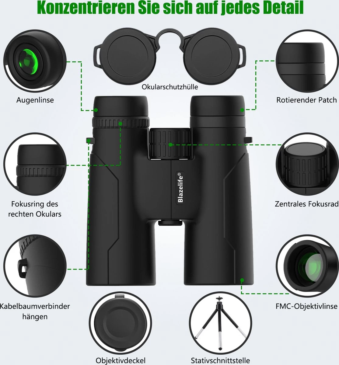 Jumelles Blazelife 12x42 - Vision Nocturne - Résistantes à L'eau - Set Compact Avec Adaptateur Pour Smartphone, étui De Transport, Chiffon Miroir 5 Jumelles Blazelife 12x42 - Vision Nocturne - Résistantes à L'eau - Set Compact Avec Adaptateur Pour Smartphone, étui De Transport, Chiffon Miroir – Image 3