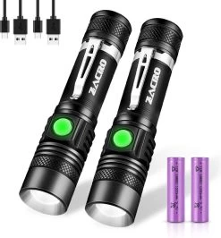 Lampe De Poche Rechargeable Zacro - 2 Pièces - Lampe De Poche LED - 4 Modes - Étanche - Lampe De Poche Militaire Avec Fonction Zoom - Zoomable -Magasin D'Équipement De Plein Air 1114x1200 3
