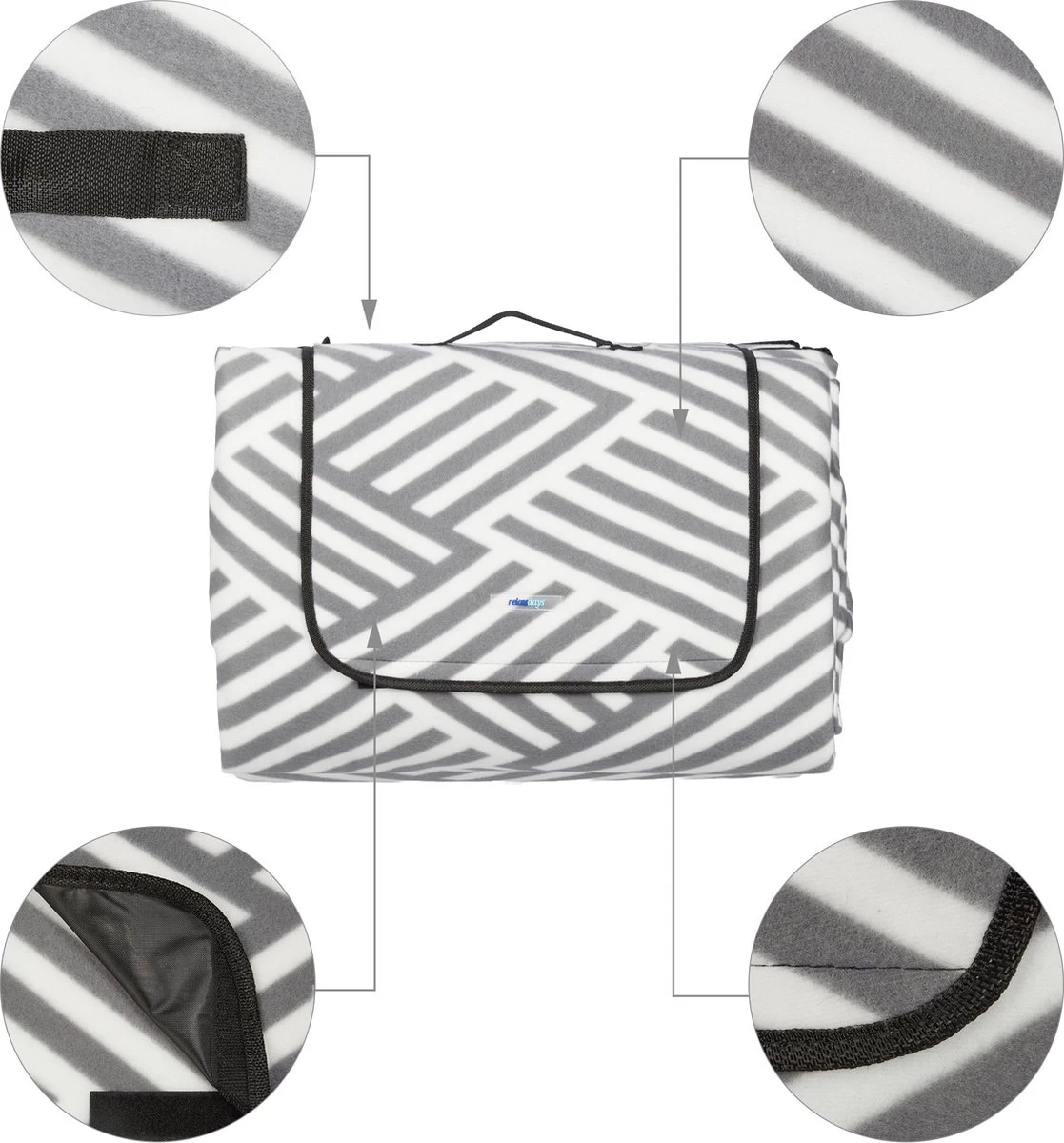 Couverture De Pique-nique Relaxdays Zigzag - 300x300 Cm - Fond Imperméable - Couverture De Pique-nique Polaire 11 Couverture De Pique-nique Relaxdays Zigzag - 300x300 Cm - Fond Imperméable - Couverture De Pique-nique Polaire – Image 9
