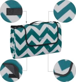 Relaxdays Couverture De Pique-nique Zigzag - 200 X 200 Cm - Couverture D'extérieur - Avec Poignée - Vert/blanc -Magasin D'Équipement De Plein Air 1118x1200 4