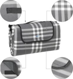 Relaxdays Couverture De Pique-nique à Carreaux Gris-blanc - 200x200 Cm - Couverture De Pique-nique - Couverture De Camping -Magasin D'Équipement De Plein Air 1118x1200 7