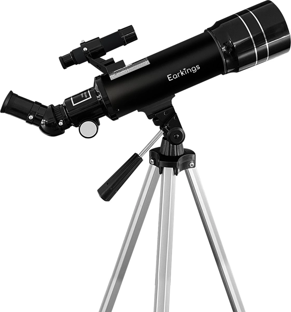 Earkings Télescope Stargazer 70/400 Mm Pour Enfants, Débutants Et Avancés - Comprend Un Trépied, Un Sac De Rangement, Deux Objectifs 25 Mm Et 10 Mm Et Un Objectif Barlow, Un Support De Téléphone Pour Photos - Grossissement F/5,7 Noir