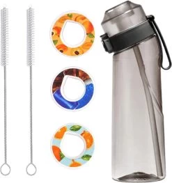 Kit De Démarrage Pour Bouteille D'eau Parfumée Kalaa Air - INCLUANT 3 Dosettes De Saveur Et 2 Brosses De Nettoyage - Sans BPA - Bouteille à Boire - Zwart 650ML