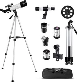 Earkings Télescope Stargazer 70/400 Mm Pour Enfants, Débutants Et Avancés – Comprend Un Trépied, Un Sac De Rangement, Deux Objectifs 25 Mm Et 10 Mm Et Un Objectif Barlow, Un Support De Téléphone Pour Photos – Grossissement F/5,7 -Magasin D'Équipement De Plein Air 1128x1200