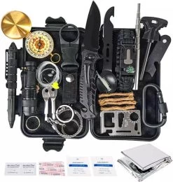 Kit De Survie – 35 Pièces – Kit Plein Air – Kit De Survie – Couteau – Boussole – Set D'urgence – Équipement De Survie – Carte De Crédit Multi-outils – Boîte De Rangement Incluse