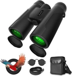 Jumelles Blazelife 12x42 - Vision Nocturne - Résistantes à L'eau - Set Compact Avec Adaptateur Pour Smartphone, étui De Transport, Chiffon Miroir