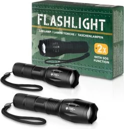 TECHNOSMART Lot De 2 Lampes De Poche LED, Lampe Torche Militaire Avec 5 Modes D'Eclairage, Lampes Torche à LED Avec Zoom Lumineux, Lampe De Poche à Piles -Magasin D'Équipement De Plein Air 1153x1200 5