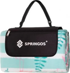 Couverture De Pique-nique Springos | Nappe De Pique-nique | Vêtement Extérieur | Pique-nique | 200x200cm | Menthe Rayée Avec Flamants Roses -Magasin D'Équipement De Plein Air 1157x1200 4