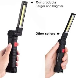Lampe De Travail à LED Lampe De Poche Lampe D'atelier Lampes D'inspection COB Rechargeables Lampe à Main Mini Lampe De Camping Avec Crochets Standard Pour Suspendre Et Aimant Câble De Chargement USB Inclus -Magasin D'Équipement De Plein Air 1167x1200 2
