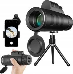 Jumelles Monoculaires Qualix - Avec Trépied Et Support Pour Smartphone Et Sac De Rangement - 12x50 - Monoculaires - Observation Des Oiseaux - Bird Watchers - Longue-vue - Zwart