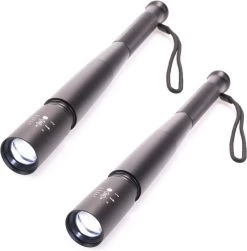 Set De 2 Lampes De Poche Tactiques LED Extrêmement Lumineuses Avec 5 Positions De Zoom - Portée 5 Kilomètres - Résistant à L'eau - Fonction D'urgence