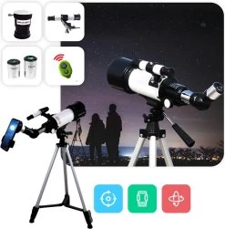 Télescope Tavaro - Télécommande Sans Fil - Stargazer - Adaptateur Smartphone - Avec Sac De Rangement - Carte Céleste - Zoom 120X - Trépied Réglable - Imperméable - Rotation 360° - Avec 2 Objectifs
