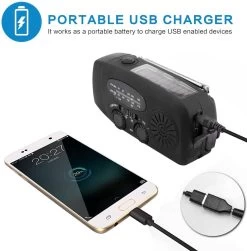 Lampe De Poche Avec 3 LED, Chargeur De Téléphone, Fonction De Banque D'alimentation, AM/ FM Alimentée Par L'énergie Solaire,