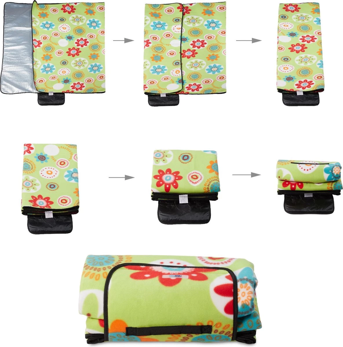 Couverture De Pique-nique Relaxdays - Déperlante - XXL - Tapis D'extérieur - Tapis De Plage - Fleurs 11 Couverture De Pique-nique Relaxdays - Déperlante - XXL - Tapis D'extérieur - Tapis De Plage - Fleurs – Image 9