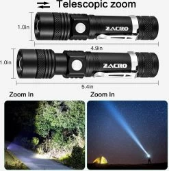 Lampe De Poche Rechargeable Zacro - 2 Pièces - Lampe De Poche LED - 4 Modes - Étanche - Lampe De Poche Militaire Avec Fonction Zoom - Zoomable -Magasin D'Équipement De Plein Air 1185x1200 2