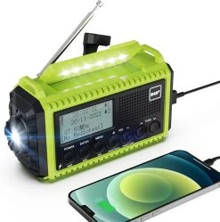 Radio Solaire Avec Lampe Torche Et Liseuse LED, Radio De Chantier DAB+ IPX4, Radio D'urgence Et Alarme SOS Adaptée à La Marche,