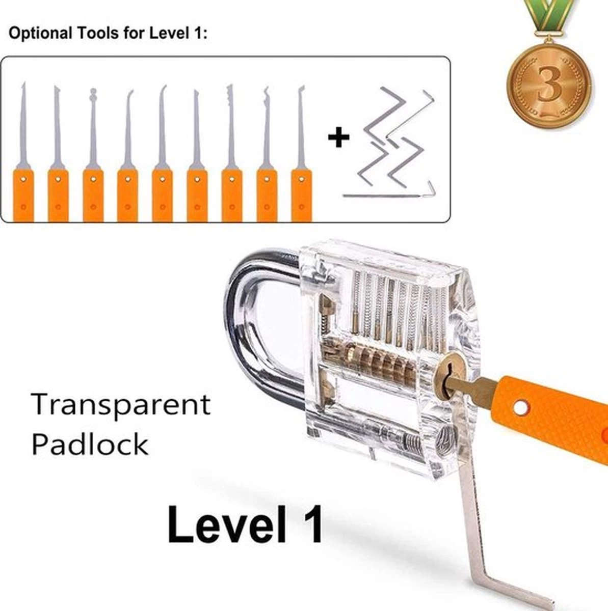 Ensemble De Crochetage - Ensemble Complet - Y Compris 3 Serrures Transparentes Et étui De Rangement - 30 Pièces - Blauw 11 Ensemble De Crochetage - Ensemble Complet - Y Compris 3 Serrures Transparentes Et étui De Rangement - 30 Pièces - Blauw – Image 9
