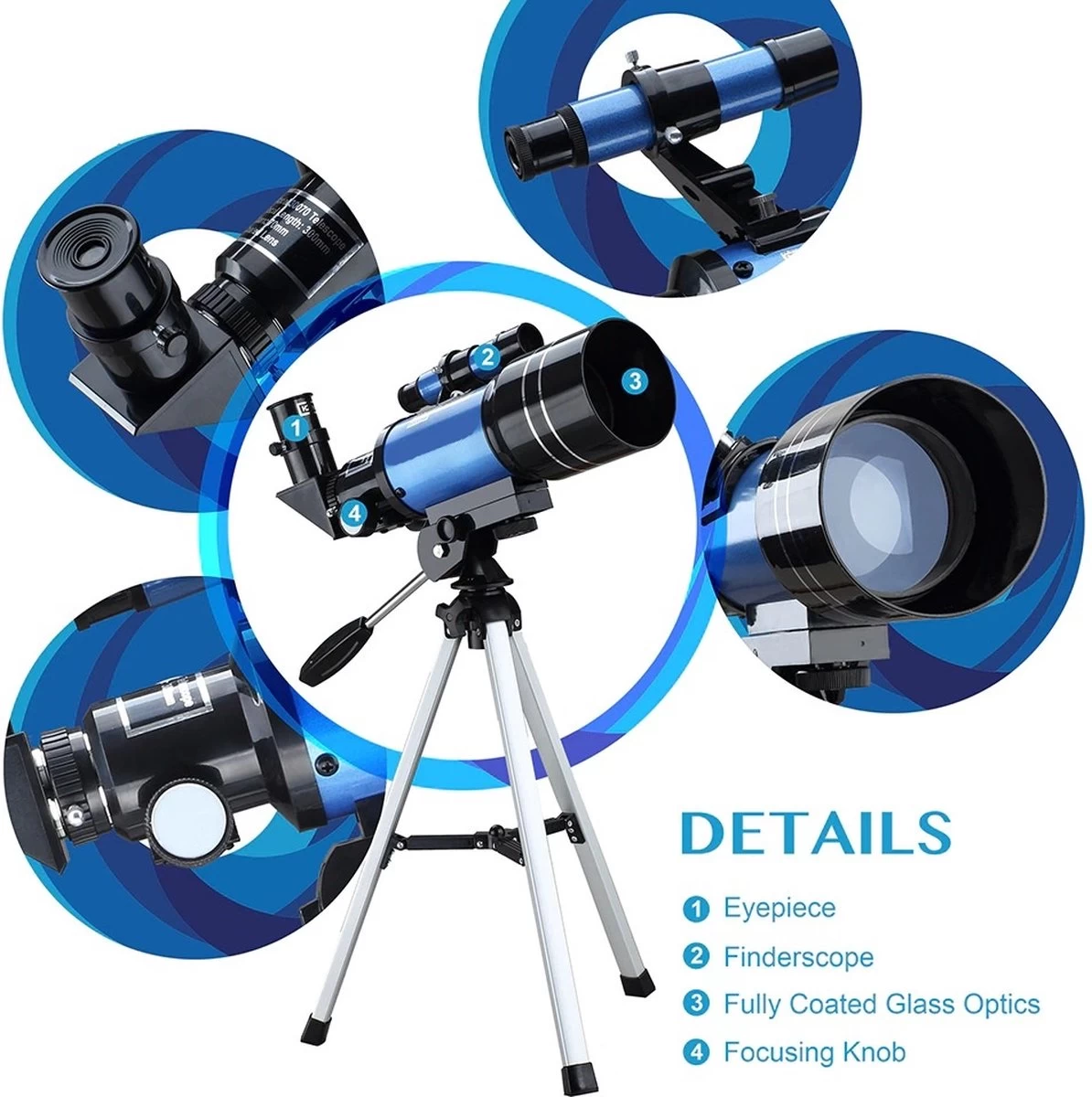 DrPhone SUPERNOVAX2 Junior Astronomical HD Télescope Portable - 300X70mm - Grossissement 150x - Monoculaire Avec Trépied Et Support De Téléphone - Convient Aux Débutants En Astronomie/ Enfants Et Adultes 11 DrPhone SUPERNOVAX2 Junior Astronomical HD Télescope Portable - 300X70mm - Grossissement 150x - Monoculaire Avec Trépied Et Support De Téléphone - Convient Aux Débutants En Astronomie/ Enfants Et Adultes – Image 9