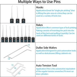 Lock Premium Lockpick Set - 20 Pièces - Comprend 2 Serrures Transparentes - Crochetage Pour Débutants Et Professionnels -Magasin D'Équipement De Plein Air 1194x1200 4