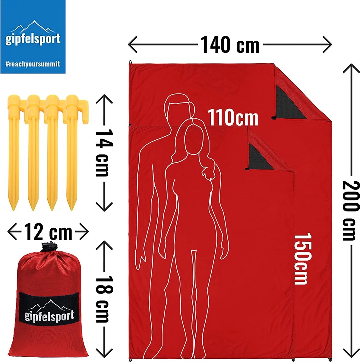 Couverture De Pique-nique, Couverture De Pique-nique En Outdoor , Couverture De Plage, Imperméable, Lavable, Sans Sable, 150 X 110 Cm, Rouge 4 Couverture De Pique-nique, Couverture De Pique-nique En Outdoor , Couverture De Plage, Imperméable, Lavable, Sans Sable, 150 X 110 Cm, Rouge – Image 2