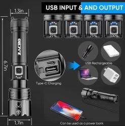 Lampe De Poche LED Rechargeable Zacro - 90 000 Lumens élevés - 5 Modes - Lampe De Poche Militaire PRO - Zoomable - Pour Les Urgences, Le Camping, Les Sports De Plein Air 18 Lampe De Poche LED Rechargeable Zacro - 90 000 Lumens élevés - 5 Modes - Lampe De Poche Militaire PRO - Zoomable - Pour Les Urgences, Le Camping, Les Sports De Plein Air -Magasin D'Équipement De Plein Air 1195x1200 12