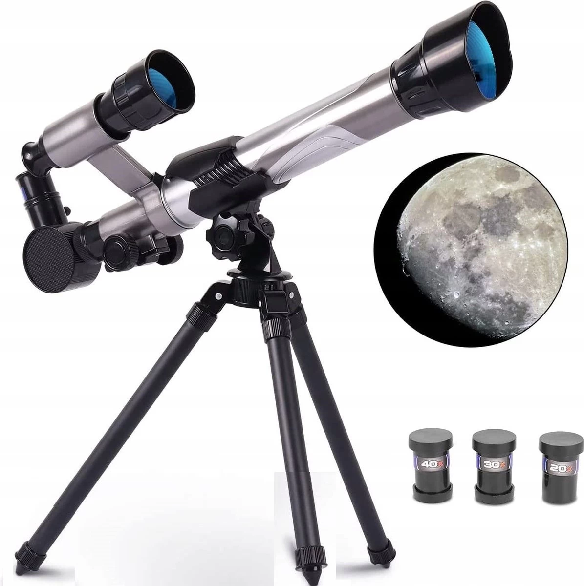 Télescope - Stargazer - Adultes Et Enfants - Grossissement 20x 30x Et 40x - Trépied Réglable - Jouets Éducatif - Jouets STEM - Trépied - Cadeau 4 Télescope - Stargazer - Adultes Et Enfants - Grossissement 20x 30x Et 40x - Trépied Réglable - Jouets Éducatif - Jouets STEM - Trépied - Cadeau – Image 2