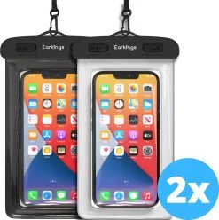 Étuis De Téléphone étanches - Set De 2 Pièces Drybag - Étui De Téléphone Sous-marin Pour Tous Les Téléphones - Étui De Téléphone étanche Earkings - Zwart Et Wit
