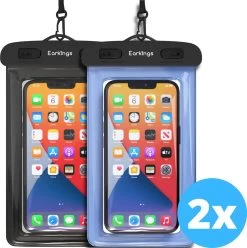 Étuis De Téléphone étanches - Set De 2 Pièces Drybag - Étui De Téléphone Sous-marin Pour Tous Les Téléphones - Étui De Téléphone étanche Earkings - Zwart Et Blauw Foncé