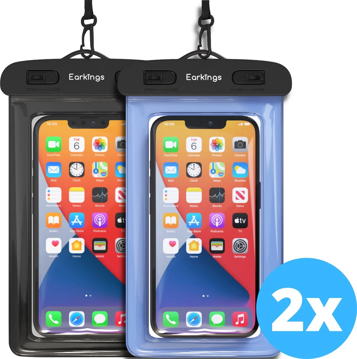 Étuis De Téléphone étanches - Set De 2 Pièces Drybag - Étui De Téléphone Sous-marin Pour Tous Les Téléphones - Étui De Téléphone étanche Earkings - Zwart Et Blauw Foncé 3 Étuis De Téléphone étanches - Set De 2 Pièces Drybag - Étui De Téléphone Sous-marin Pour Tous Les Téléphones - Étui De Téléphone étanche Earkings - Zwart Et Blauw Foncé