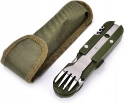 Couverts De Survie - 5 Pièces - Vert - Avec Housse De Protection - Ceinture à Outils - Pliable - Fourchette - Cuillère - Couteau - Tire-bouchon - Ouvre-bière - Spork - Multitool - Camping - Camping - Couverts De Camping - Couverts De Camping -Magasin D'Équipement De Plein Air 1200x1001 2