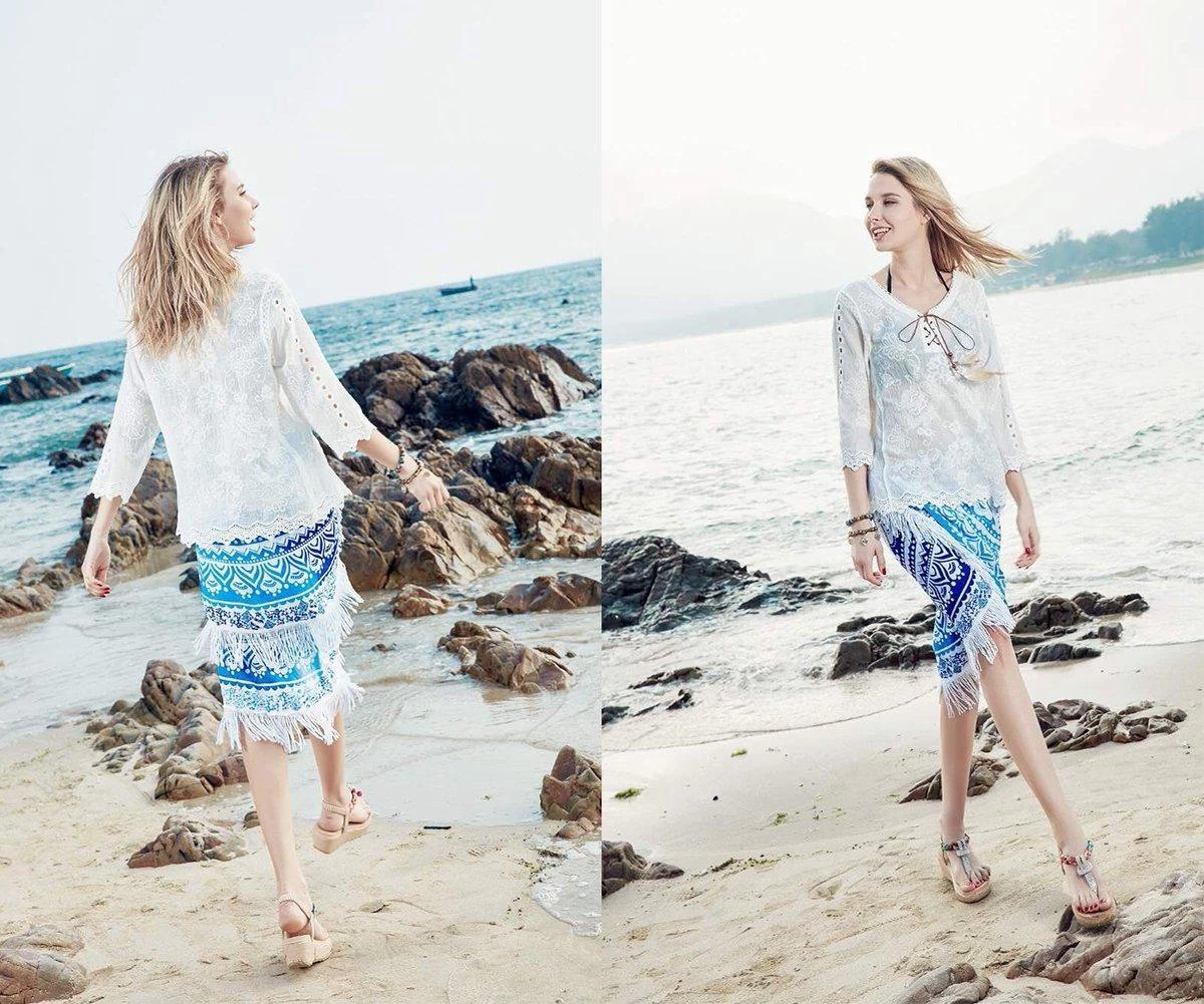 Tissu Mandala SENYANG, Artisanat, Avec Pompons, Rond, à Utiliser Comme Serviette De Plage / Tapis De Yoga / écharpe / Nappe / Tissu De Pique-nique, Mousseline De Soie 6 Tissu Mandala SENYANG, Artisanat, Avec Pompons, Rond, à Utiliser Comme Serviette De Plage / Tapis De Yoga / écharpe / Nappe / Tissu De Pique-nique, Mousseline De Soie – Image 4