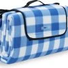 Relaxdays Couverture De Pique-nique étanche - XXL - Couverture Polaire - Couverture Extérieure - Damier Bleu Et Blanc