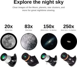 Télescope SPACEBRAIN® Pour Adultes, Ouverture De 80 Mm Et Distance Focale De 500 Mm, Télescope Réfracteur D'astronomie Professionnel Pour Enfants Et Débutants, Avec Monture AZ, 3 Oculaires Et Adaptateur Pour Smartphone. 12 Télescope SPACEBRAIN® Pour Adultes, Ouverture De 80 Mm Et Distance Focale De 500 Mm, Télescope Réfracteur D'astronomie Professionnel Pour Enfants Et Débutants, Avec Monture AZ, 3 Oculaires Et Adaptateur Pour Smartphone. -Magasin D'Équipement De Plein Air 1200x1048