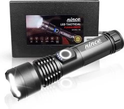 Lampe De Poche Nince LED Rechargeable - Lampe De Poche - 4000 Lumens - Lampe De Poche Militaire - Lampe à LED - Rechargeable Par USB - Étanche