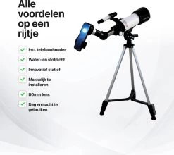 Télescope Tavaro - Télécommande Sans Fil - Stargazer - Adaptateur Smartphone - Avec Sac De Rangement - Carte Céleste - Zoom 120X - Trépied Réglable - Imperméable - Rotation 360° - Avec 2 Objectifs -Magasin D'Équipement De Plein Air 1200x1067