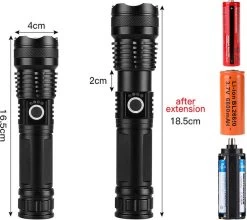 Lampe De Poche LED Militaire Zacro - 90000 Lumens - Rechargeable - Lampe De Poche Zoomable Avec Batterie - 5 Modes - Étanche IPX65 - Pour La Maison, Le Camping, Les Urgences -Magasin D'Équipement De Plein Air 1200x1070 1