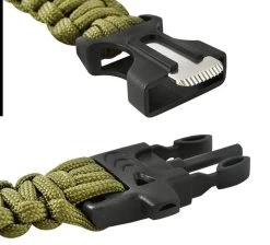 Bracelet De Survie En Paracorde 5 En 1 I 5 Fonctions I Multitool I Extra Fort I Allume-feu I Boussole I Sifflet I Imperméable I Vert