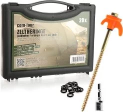 20 X Piquets De Tente, Piquets Stables Robustes Avec Support De Câble Et De Corde, Piquets De Sol En Pierre Pour Le Camping, Boîte Avec Crochets De Tente Pour Sols Durs Et Bois