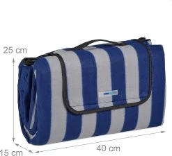 Relaxdays Couverture De Pique-nique Rayé Bleu-gris - 200x200 Cm - Couverture Polaire - Serviette De Plage Xxl -Magasin D'Équipement De Plein Air 1200x1092 5