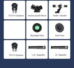 DrPhone SUPERNOVAX2 Junior Astronomical HD Télescope Portable - 300X70mm - Grossissement 150x - Monoculaire Avec Trépied Et Support De Téléphone - Convient Aux Débutants En Astronomie / Enfants Et Adultes - Cyan -Magasin D'Équipement De Plein Air 1200x1107 2