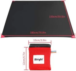 Couverture De Pique-nique Pliable IBright - Serviette De Plage - 150x180cm - Rouge / Zwart - Imperméable - Y Compris 4x Clou De Sol Intégré -Magasin D'Équipement De Plein Air 1200x1113 3