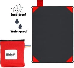 Couverture De Pique-nique Pliable IBright - Serviette De Plage - 150x180cm - Rouge / Zwart - Imperméable - Y Compris 4x Clou De Sol Intégré -Magasin D'Équipement De Plein Air 1200x1119 7