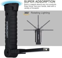 Lampe De Travail à LED Lampe De Poche Lampe D'atelier Lampes D'inspection COB Rechargeables Lampe à Main Mini Lampe De Camping Avec Crochets Standard Pour Suspendre Et Aimant Câble De Chargement USB Inclus -Magasin D'Équipement De Plein Air 1200x1120 2