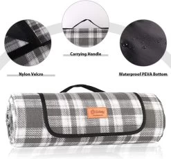 Couverture De Pique-nique, Imperméable, Avec Poignée De Transport, Couverture De Camping, Couverture De Plage, Outdoor, Trois Couches (tissu Acrylique, Coton Perlé Et PEVA), 200 X 170 Cm -Magasin D'Équipement De Plein Air 1200x1120 4