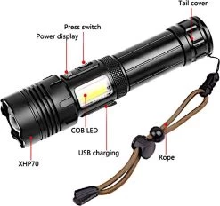 Lampe De Poche Zacro - Led Rechargeable - Lampe De Poche Militaire - 100 000 Lumens - Avec 7 Modes - Lumière Latérale COB - Étanche - Pour Urgence, Camping, Maison -Magasin D'Équipement De Plein Air 1200x1125 2